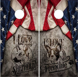 Frenchie German Shephard Flag UV Direct Print Cornhole Tops