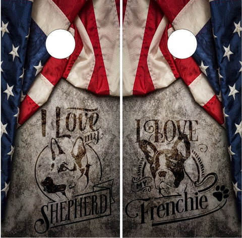 Frenchie German Shephard Flag UV Direct Print Cornhole Tops