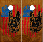 German Shephard American Flag Cornhole Wrap