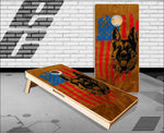 German Shephard American Flag Cornhole Boards