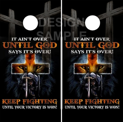 God Warrior Cross UV Direct Print Cornhole Tops