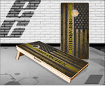 Gold Line Dispatcher Flag Cornhole Boards