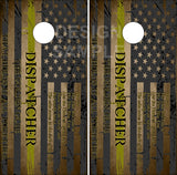 Gold Line Dispatcher Flag Cornhole Wrap