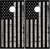Gray Distressed American Flag Cornhole Wrap