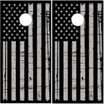 Gray Distressed American Flag UV Direct Print Cornhole Tops