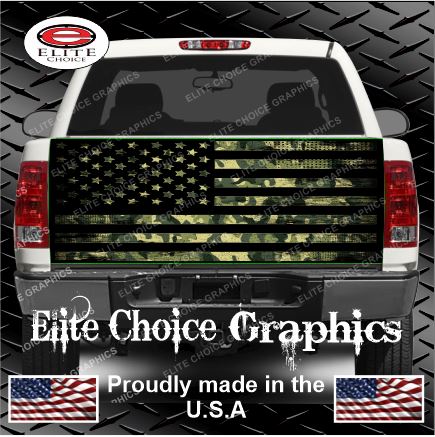 Green Distressed Flag Camo Tailgate Wrap