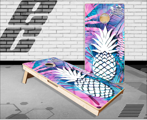 Hello Summer Beach Pineapple Cornhole Boards