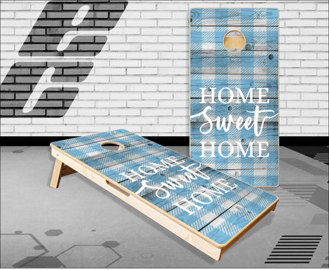 Home Sweet Home Plaid Country Wood Cornhole Boards