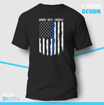 Honor Courage Thin Blue Line Flag Unisex T-Shirt