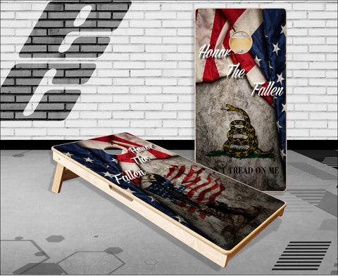 Honor The Fallen Soldier Boots Flag Cornhole Boards