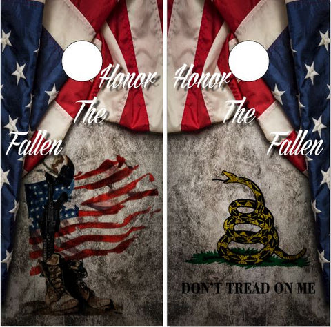 Honor The Fallen Soldier Boots Flag UV Direct Print Cornhole Tops