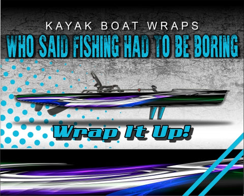 HotRod Blue Kayak Vinyl Wrap Kit Graphic Decal/Sticker 12ft and 14ft