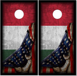 Hungarian Flag Pull UV Direct Print Cornhole Tops