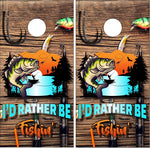 Id Rather Be Fishing Wood UV Direct Print Cornhole Tops