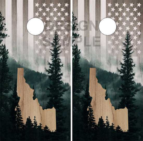 Idaho Flag Mountains UV Direct Print Cornhole Tops
