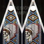 Indian Head Dress Skull UV Direct Print Cornhole Tops