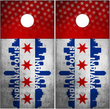 Indianapolis Indiana Grunge Flag UV Direct Print Cornhole Tops