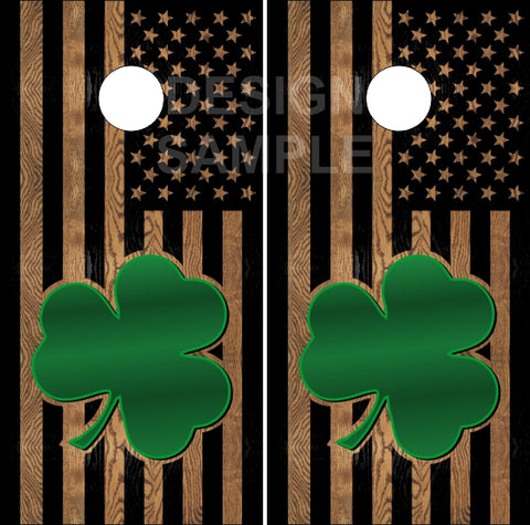 Irish American Flag Wood Cornhole Wrap