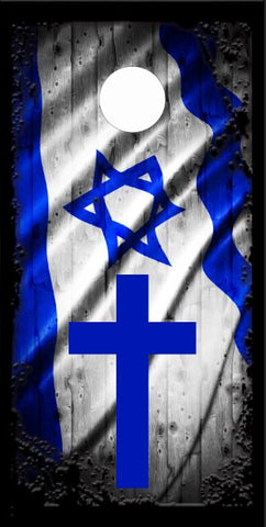 Israeli Cross Flag UV Direct Print Cornhole Tops