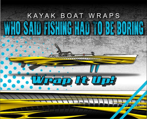 Jet 4 Yellow Kayak Vinyl Wrap Kit Graphic Decal/Sticker 12ft and 14ft