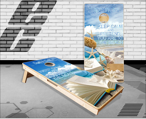 Keep calm Beach Theme Book Cornhole Boards