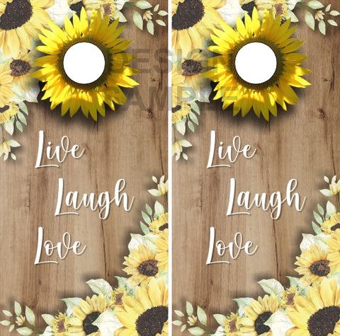Live Laugh Love Sunflower Cornhole Wrap
