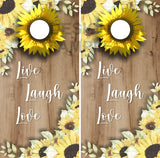 Live Laugh Love Sunflower UV Direct Print Cornhole Tops