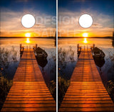 Lake Dock Sunset Cornhole Wrap