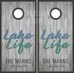 Lake Life Fmaily Name Wood Cornhole Wrap