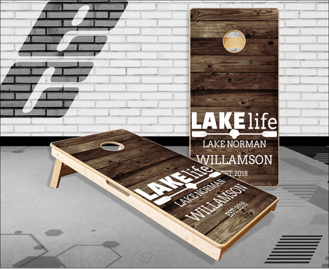 Lake Life Old Wood Cornhole Boards