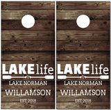 Lake Life Old Wood UV Direct Print Cornhole Tops