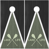 Lake Life Paddles Olive UV Direct Print Cornhole Tops