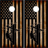 Lineman American Flag Burnt Wood Cornhole Wrap