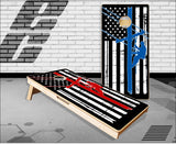 Lineman Red Blue Flag Cornhole Boards