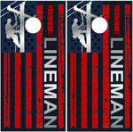 Lineman Line Flag UV Direct Print Cornhole Tops