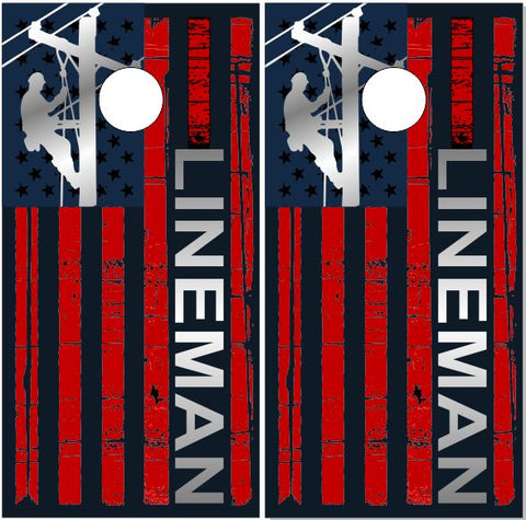 Lineman Line Flag Cornhole Wrap