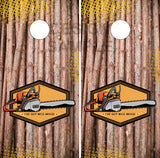 Lumberjack Chainsaw Wood Cornhole Wrap