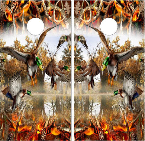 Mallard Duck Buck Blaze Camo UV Direct Print Cornhole Tops