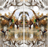 Mallard Duck Buck Snow Camo UV Direct Print Cornhole Tops