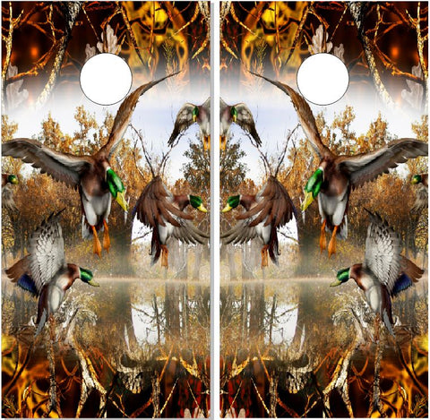 Mallard Duck Skull Blaze UV Direct Print Cornhole Tops