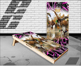 Mallards Obliteration Skull Pink Camo Cornhole Boards