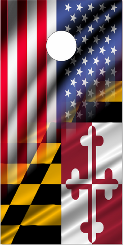 Maryland American Flag UV Direct Print Cornhole Tops