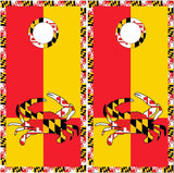 Maryland Flag Crab 2 UV Direct Print Cornhole Tops