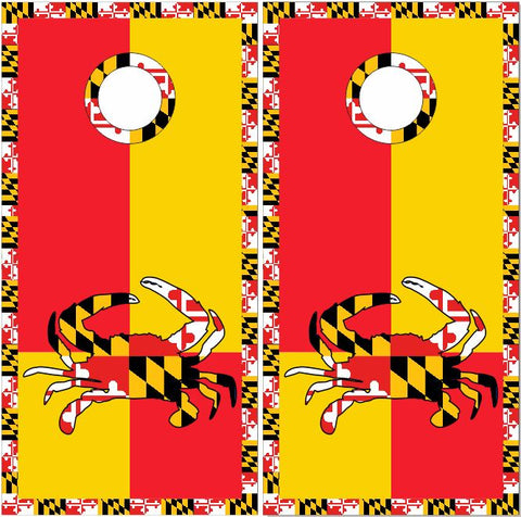 Maryland Flag Crab 2 UV Direct Print Cornhole Tops