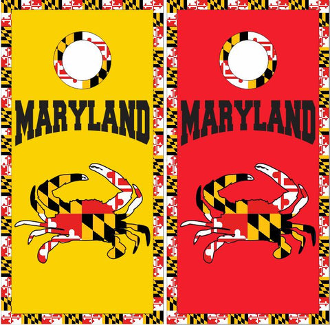 Maryland Flag Crab Colors Block Letters Cornhole Wrap