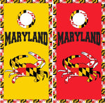 Maryland Flag Crab Colors Block Letters UV Direct Print Cornhole Tops