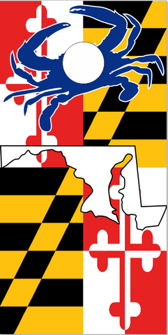 Maryland Flag Crab State UV Direct Print Cornhole Tops