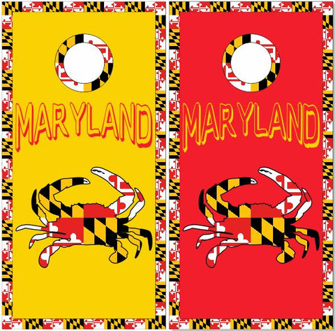 Maryland Flag Crab Yellow Red UV Direct Print Cornhole Tops