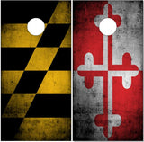 Maryland Flag Grunge UV Direct Print Cornhole Tops