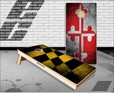 Maryland Flag Grunge Cornhole Boards